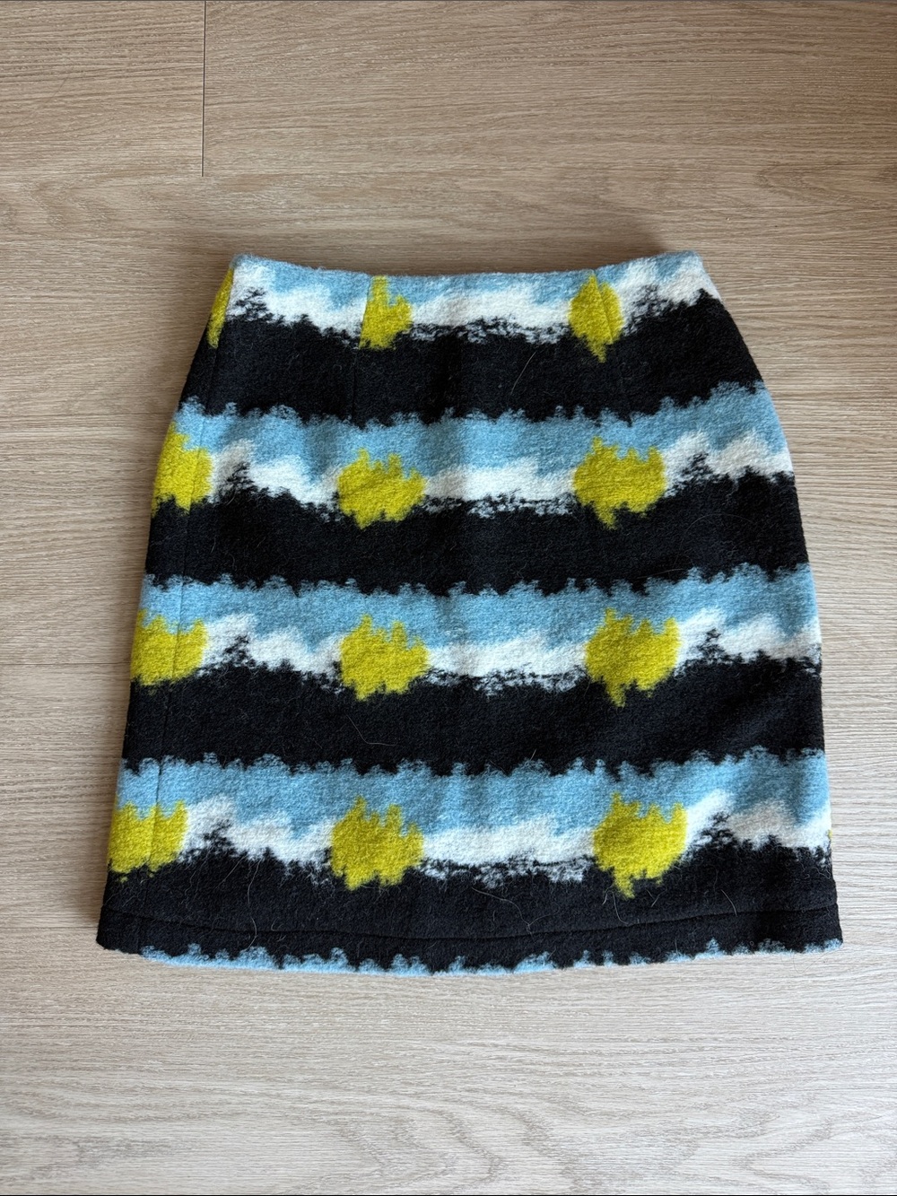 Patterned Mini Skirt in Black, Blue & Yellow